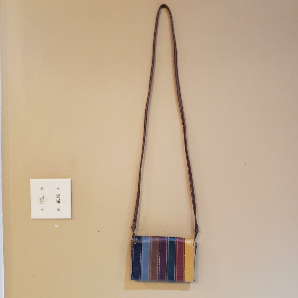 Y2K Boho Festival Rainbow Faux Leather Crossbody Bag - Picture 2 of 4